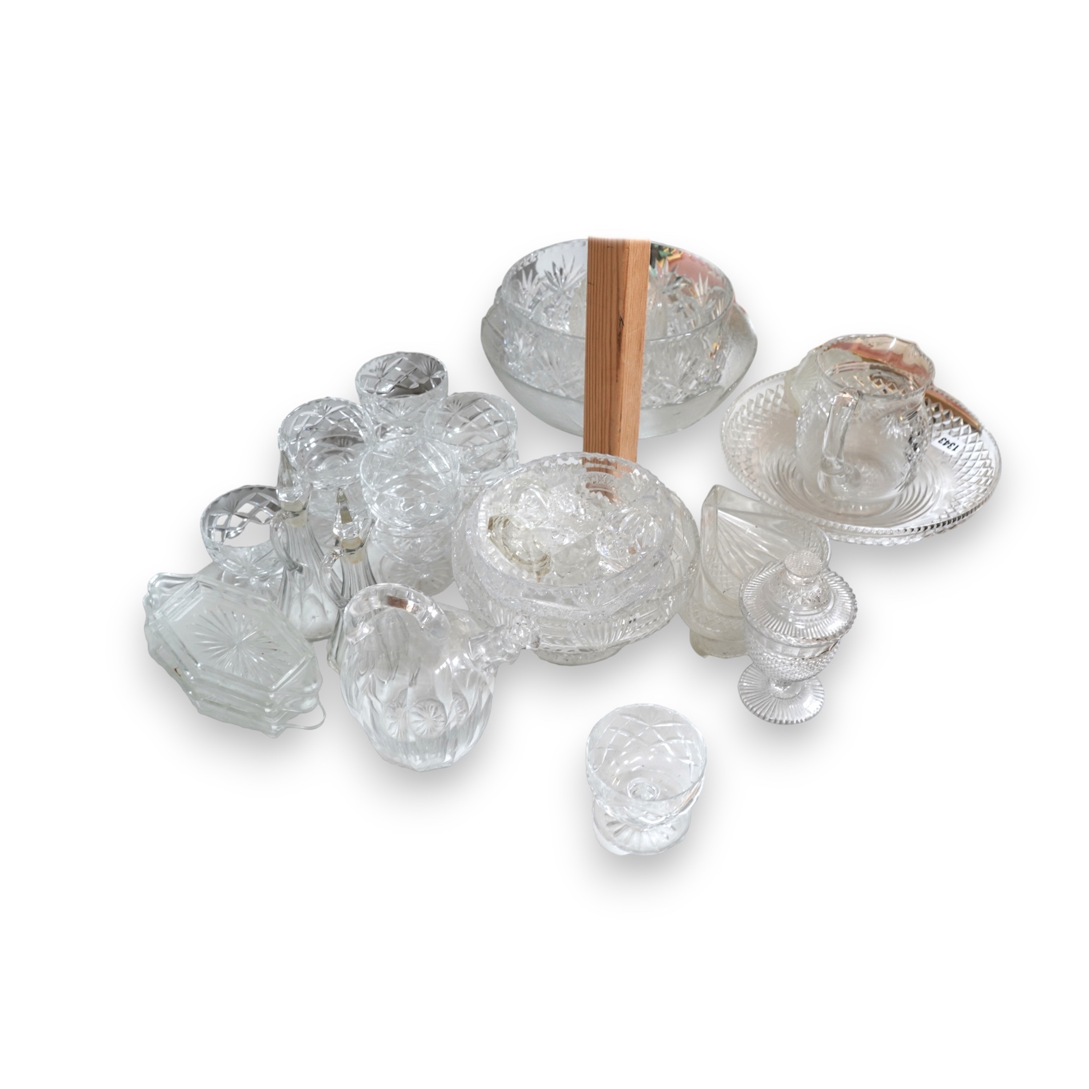 A collection of various cut glass